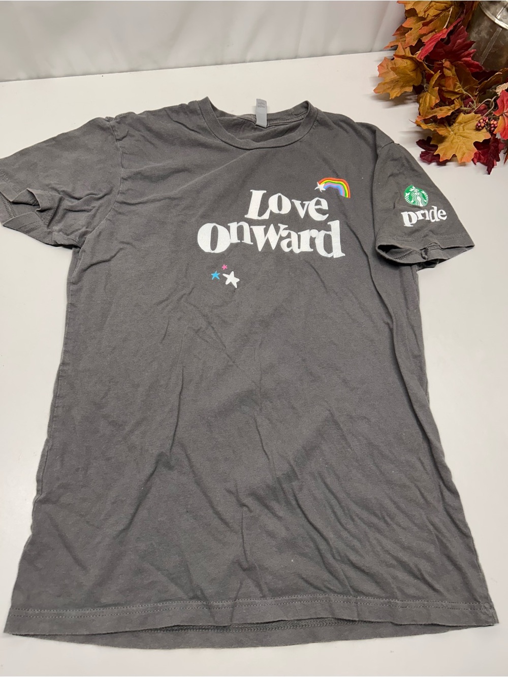 Starbucks "Love Onward" Gray Pride Graphic Tee